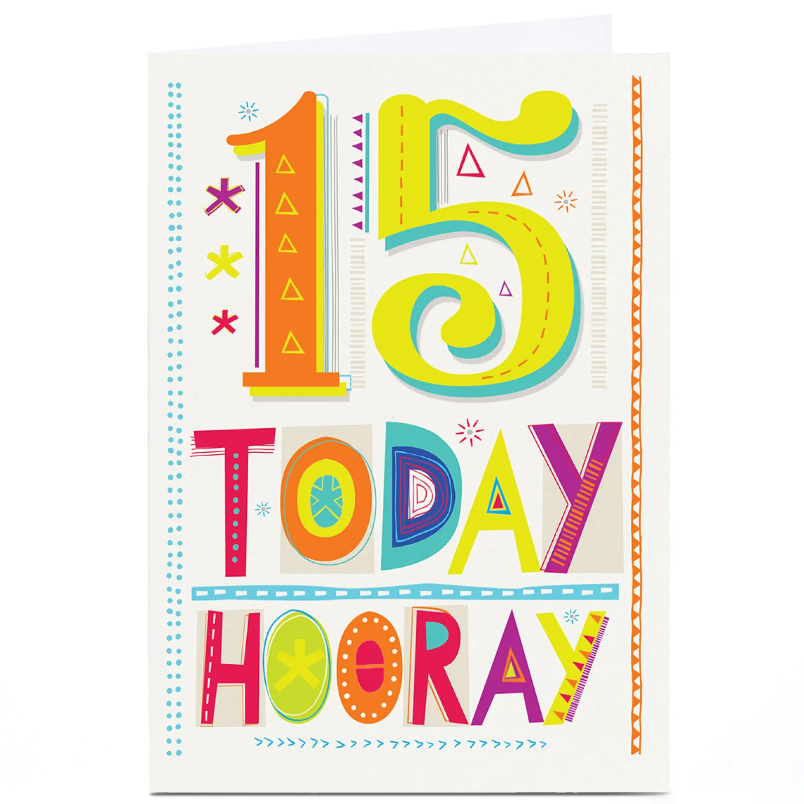 New Personalised 15th Birthday Card - 15 Today Hooray Kids Special Age|For Kids