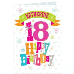 Sale Personalised 18th Birthday Card - Bright Floral For Sister|For Niece