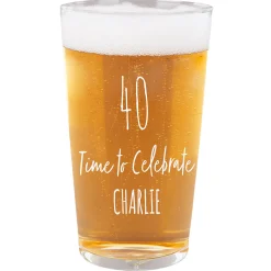 Card Factory Personalised 40th Birthday Pint Glass - Time To Celebrate