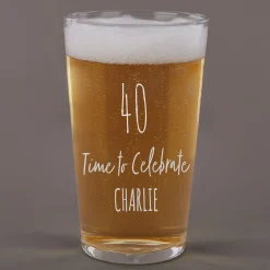 Card Factory Personalised 40th Birthday Pint Glass - Time To Celebrate