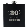 Card Factory Personalised 30th Birthday Hip Flask - Black & Silver