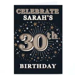 Online Personalised 30th Birthday Invitation - Gold Stars 30Th Birthday|Invitations