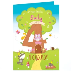 Hot Personalised 4th Birthday Card - Tree House Kids For Sister|For Niece