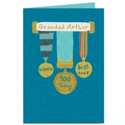 Best Personalised 100th Birthday Card - Medals, Editable Age For Grandad|For Brother