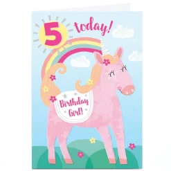 Kids Card Factory Personalised 5th Birthday Card - Unicorn Birthday Girl