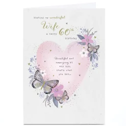 Card Factory Personalised 60th Birthday Card - Beautiful and Amazing Wife