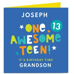 Sale Personalised 13th Birthday Card - One Awesome Teen, Editable Age Kids For Son|For Grandson