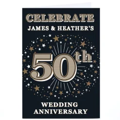 Card Factory Personalised 50th Wedding Anniversary Invitation - Gold Stars