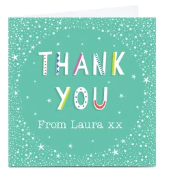 Online Personalised Thank You Card - Any Name, Turquoise Premium Square|Thank You