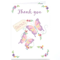 Sale Personalised Thank You Card - Butterflies & Flowers Thank You|Birthday