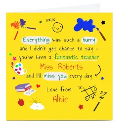Card Factory Personalised Thank You Card - Fantastic Teacher