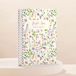Card Factory Personalised Thank you Teacher Notebook - Floral Bright Ideas