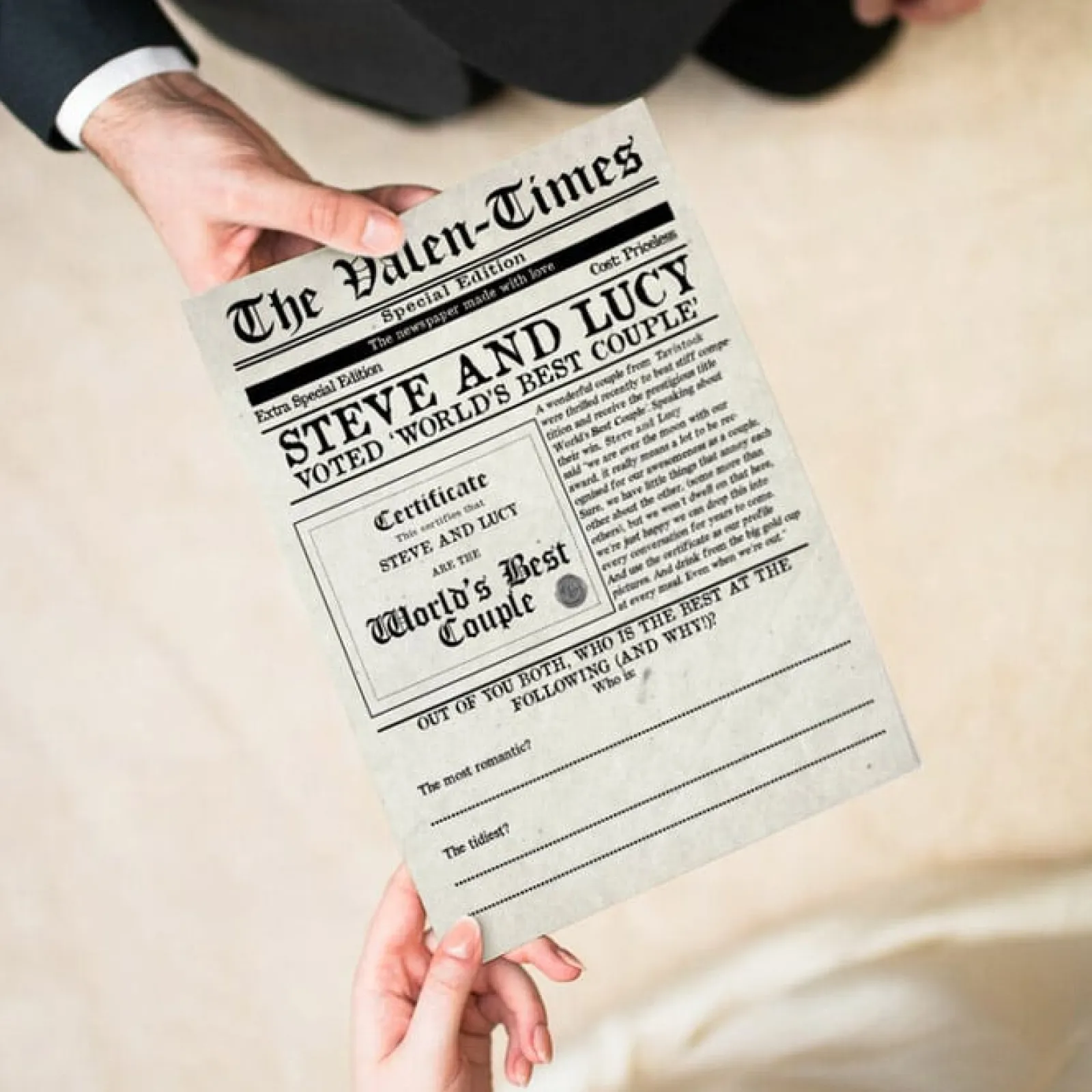 Card Factory Personalised The Valen Times' Personalised Newspaper for Valentine's Day