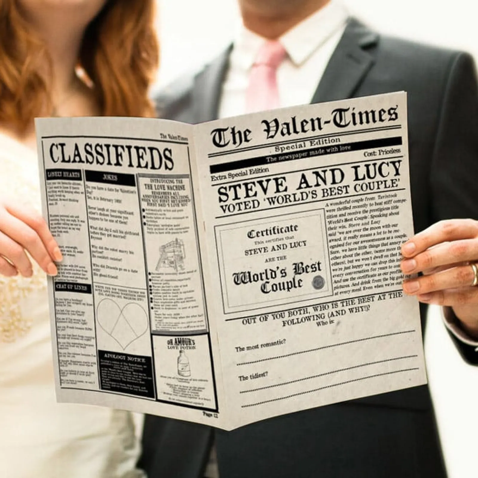 Card Factory Personalised The Valen Times' Personalised Newspaper for Valentine's Day