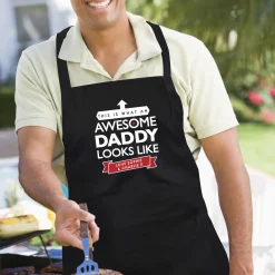 Hot Personalised 'This Is What An Awesome... Looks Like' Black Apron Gifts For Him