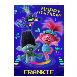 Kids Card Factory Personalised Trolls Birthday Card - Amp It Up