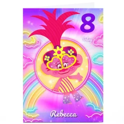 Outlet Personalised Trolls Editable Age Card - Poppy Rainbow Kids For Granddaughter|For Daughter