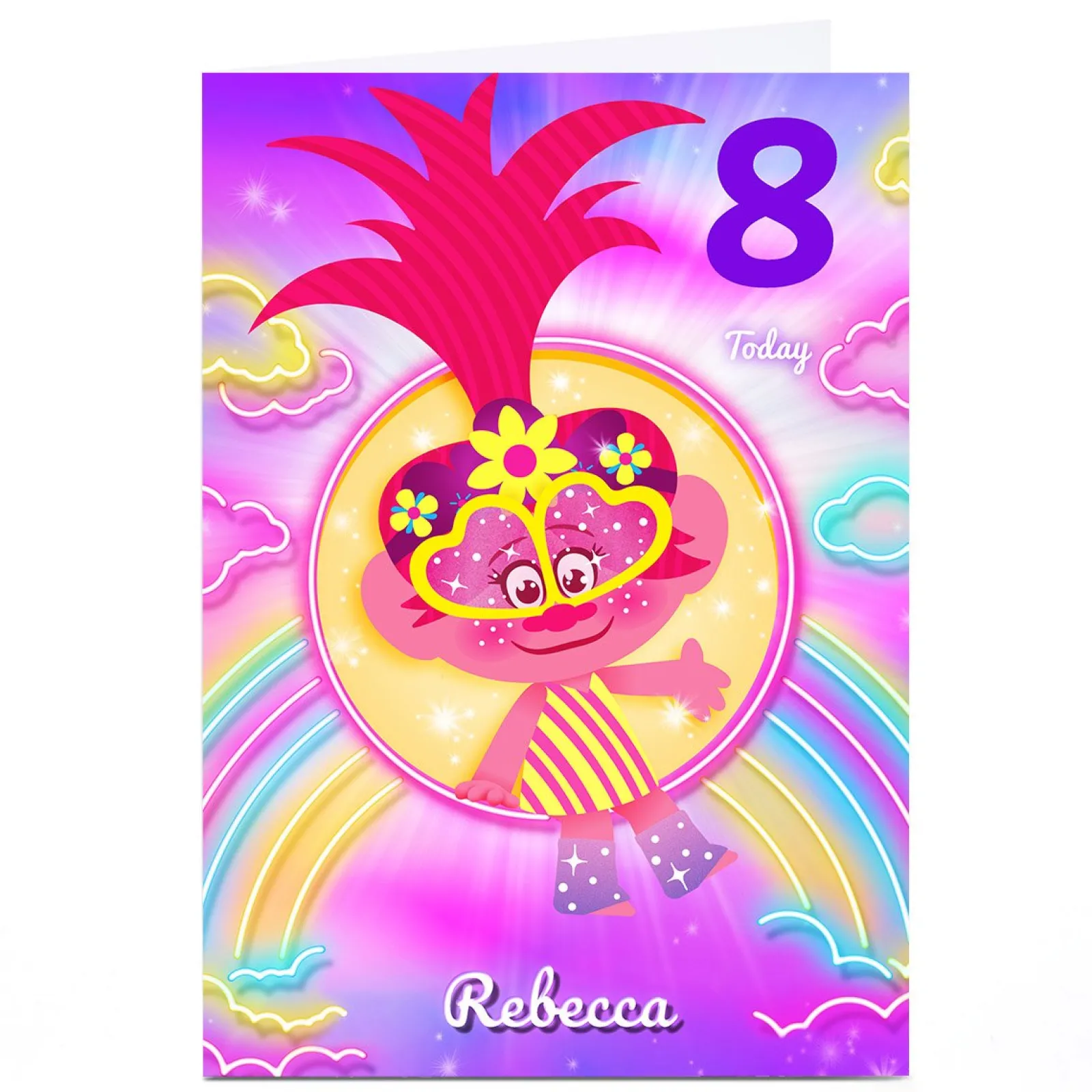 Outlet Personalised Trolls Editable Age Card - Poppy Rainbow Kids For Granddaughter|For Daughter