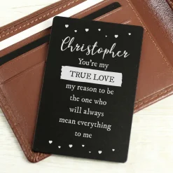 Sale Personalised True Love Black Metal Wallet Card Personalised Jewellery And Keepsakes|Jewellery & Keepsakes