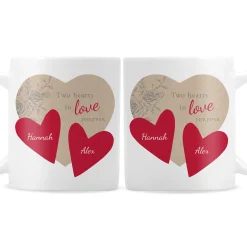Card Factory Personalised Two Hearts Twin Mug Set