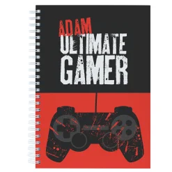 Kids Card Factory Personalised Ultimate Gamer Red Notebook