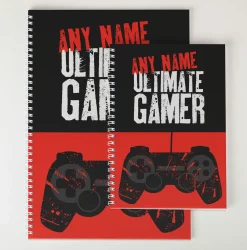 Kids Card Factory Personalised Ultimate Gamer Red Notebook