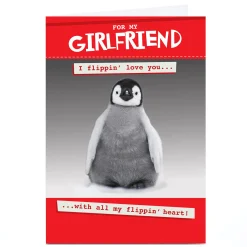 Outlet Personalised Valentine's Day Card - Girlfriend Cute Penguin Funny
