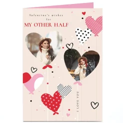 Card Factory Personalised Valentine's Day Card - Heart Balloons, My Other Half