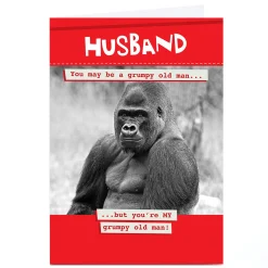 Card Factory Personalised Valentine's Day Card - Husband Grumpy Gorilla