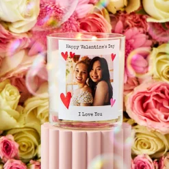 Personalised Valentine's Day Candle - Photo Upload with Hearts Photo Gifts|Scented Candles