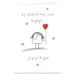 Sale Personalised Valentine's Day Card - If Valentines Were Bogeys Funny