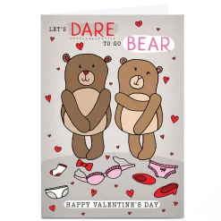 Card Factory Personalised Valentine's Day Card - Dare to Go Bear