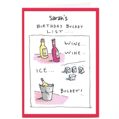 Card Factory Personalised Vicar Of Scribbly Card - Birthday Bucket List