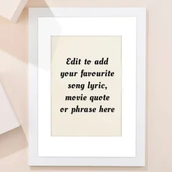 Card Factory Personalised Wall Art - Add Your Own Music Lyrics, Movie Quote, or Famous Phrase