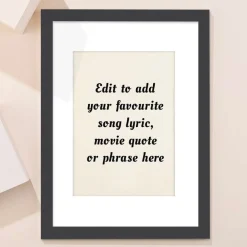 Card Factory Personalised Wall Art - Add Your Own Music Lyrics, Movie Quote, or Famous Phrase