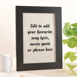 Card Factory Personalised Wall Art - Add Your Own Music Lyrics, Movie Quote, or Famous Phrase
