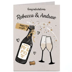 Card Factory Personalised Wedding Card - Champagne and Glasses