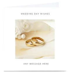 Card Factory Personalised Wedding Card - 2 Gold Rings
