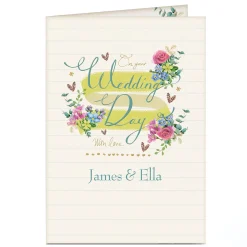 Card Factory Personalised Wedding Card - Flowers & Ribbon