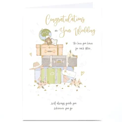 Card Factory Personalised Wedding Card - Your Love Will Guide You Suitcases