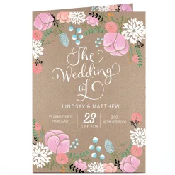 Card Factory Personalised Wedding Invitation - Rustic Floral