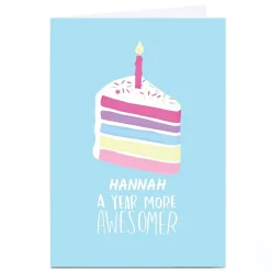 Card Factory Personalised Whale & Bird Birthday Card - A Year More Awesomer