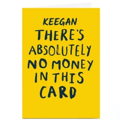 Card Factory Personalised Whale & Bird Card - No Money In This Card