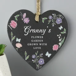 Personalised Wild Flowers Slate Heart Personalised Canvas & Wall Art|Photo Prints & Wall Art