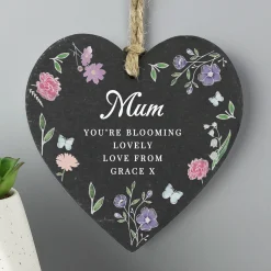 Personalised Wild Flowers Slate Heart Personalised Canvas & Wall Art|Photo Prints & Wall Art