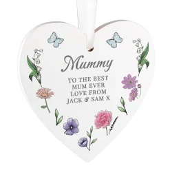 Card Factory Personalised Wild Flowers Wooden Heart