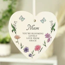 Card Factory Personalised Wild Flowers Wooden Heart