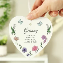 Card Factory Personalised Wild Flowers Wooden Heart