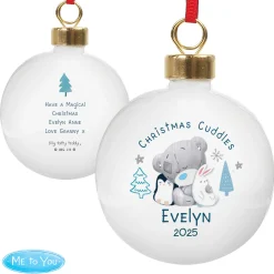 Kids Card Factory Personalised Winter Explorer First Christmas Tiny Tatty Teddy Bauble