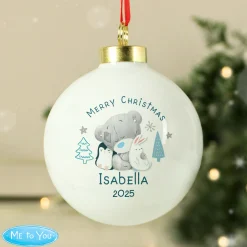 Kids Card Factory Personalised Winter Explorer First Christmas Tiny Tatty Teddy Bauble